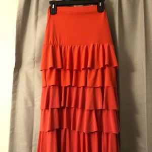 Coral 5 tiered maxi skirt